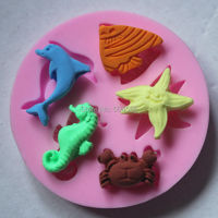 ปลาโลมาปูปลาดาวปลาดาวHippocampus Miniแม่พิมพ์ซิลิโคนช็อกโกแลตFondant Candy Mould DIYเค้กตกแต่งFM085-lihelong2