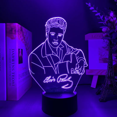 Elvis Presley Figure Night Light Led Color Changing Nightlight The Hillbilly Cat King of The Western Pop Bedroom Lamp Fans Gift