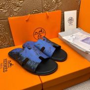 Available Hermès cowhide slippers leather one word sandals personality non