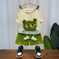 Boys Summer Suit 2023 New Fashion Baby Trendy Short Sleeve Clothes Childrens Summer Fried Street Childrens Clothing