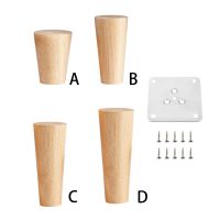 4Pcs Wooden Furniture Legs with Hardware Kit Replacement for Desk Coffee Table Lounge Cabinet Sofa