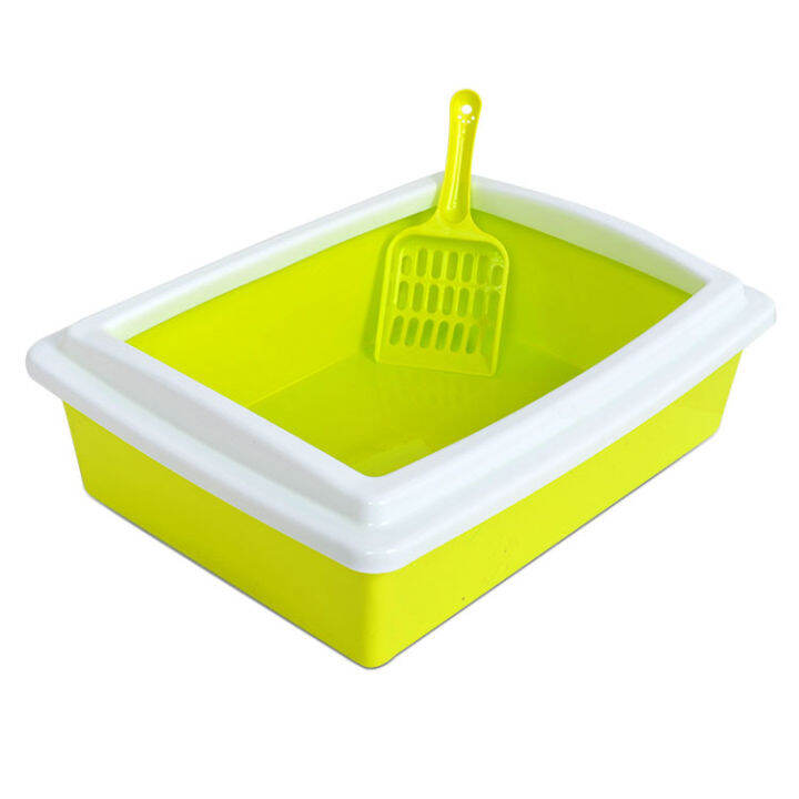 semi-closed-cat-litter-box-plastic-yellow-square-large-training-shorthair-cat-litter-sandbox-litiere-chat-pet-tray-mm60msp