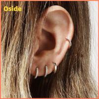 OSIDE ทอง เงิน น้ำเงิน 8mm Helix Cartilage Tragus ต่างหูฮักกี้ฮูป เครื่องประดับร่างกาย แหวนจมูก CZ เจาะหู ลูกบาศก์เซอร์โคเนีย ต่างหู CZ หลากสี ต่างหูเพทาย