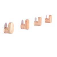 4 Pcs Modern Solid Wood Hook,Coat Hooks Wooden Hanger Scarf Key Holder,Wooden Wall Decoration,Wall Rack Minimalist