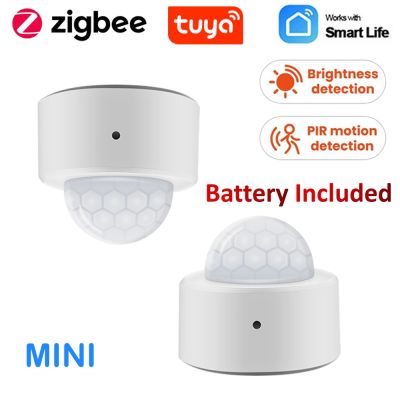 Tuya 2 in 1 Zigbee Mini PIR Motion Detector Bright Lux Light Passive Infrared Security Burglar Alarm Sensor