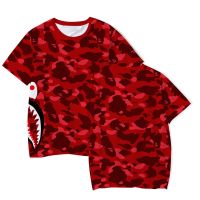 Casual Summer Shark Head bape Short-Sleeved T-Shirt Men 3D Digital Printing Couple Women