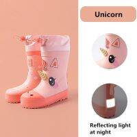 Fashion Children Rain Boots Kids Girl Cute Unicorn Printed Rubber Boots Boy Waterproof Baby Water Shoe Raincoat Not Included