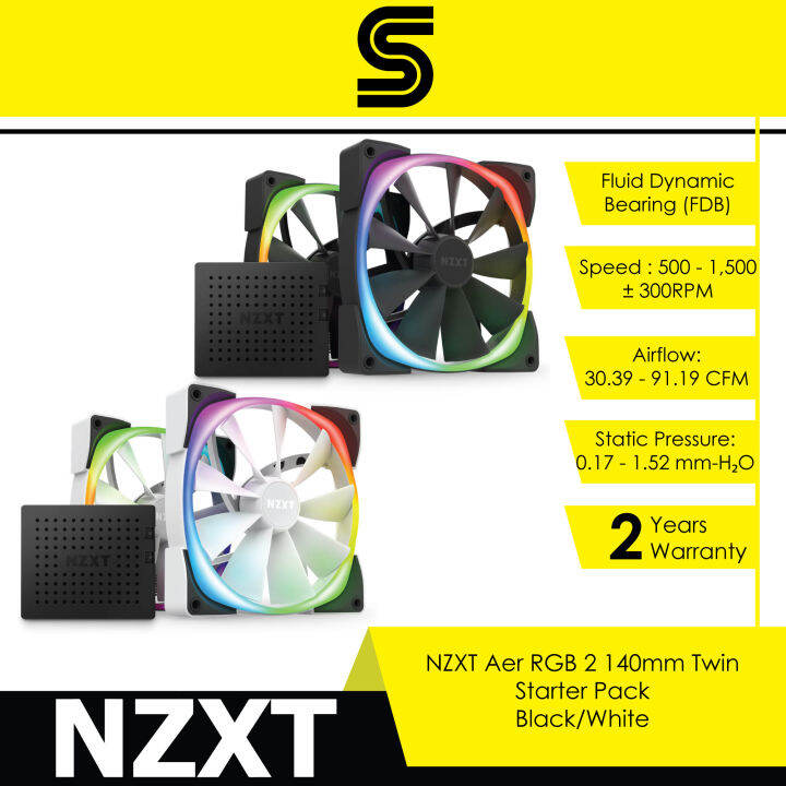 NZXT Aer RGB 2 140mm Fans With RGB Fan Controller Twin Starter Pack nzxt-aer-rgb-2-140mm-fans-with-rgb-fan-controller-twin-starter-pack
