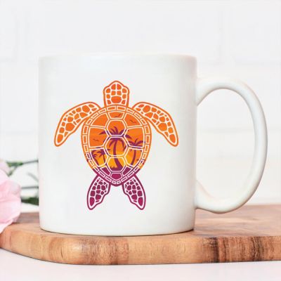 Tropical Sunset Sea Turtle Design Mug Nordic Coffee Cups with A Tropical Sunset Design with Palm Trees Ceramic Mug Water Cup