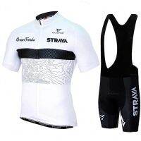 HotSTRAVA Summer Anti-UV Set Cycling Clothes Men 39;s Short Sleeve Jersey Set Sport White MTB Clothing BibPants Offroad Bicycle Ropa