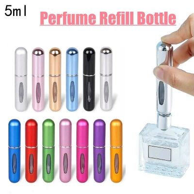 5ml Mini Small Perfume Refillable Bottle Portable Aluminum Atomizer Travel Refill Perfume Spray Bottle Cosmetic Container Adhesives Tape