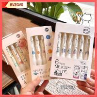 BVZGVG 6PCS/Set หมึกดำ0.5มม. ปากกาเจล ประเภทกดกด สัมผัสนุ่มสบาย ปากกาเซ็นชื่อ สร้างสรรค์และสร้างสรรค์ พร้อมคลิปหนีบ ปากกาที่เป็นกลาง ของขวัญสำหรับนักเรียน