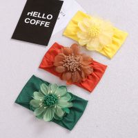 【YF】 Baby Girl Headband Soft Elastic Nylon Turban Headwrap Toddlers Flower Headwear Hair Accessories