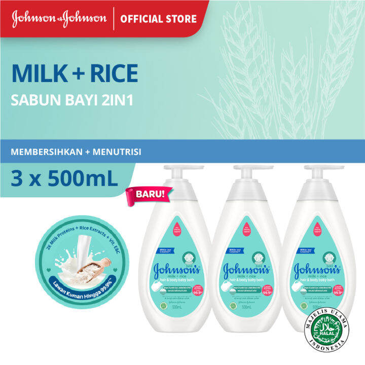 JOHNSON'S Milk + Rice Hair & Body Baby Bath - Sabun Bayi 2in1 500ml ...