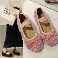 HOT★Flats2023บัลเล่ต์สำหรับผู้หญิงรองเท้าส้นเตี้ยหัวรองเท้าแฟชั่นสำหรับผู้หญิงส้นแบนแบบหัวเข็มขัดนุ่มสำหรับฤดูใบไม้ผลิ