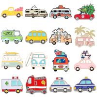 hot【DT】 Cartoon Car Enamel Pins Bus Landscape Alloy Brooch Badge Woman Jewelry