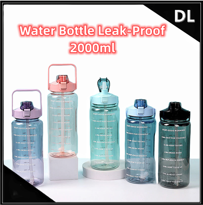 Water Bottle Leak-Proof Motivational Time Marker Large Volume 2000ml ...