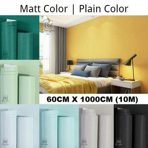 60cm x 10meter Matt Color Wallpaper Furniture Wallpaper Kertas Dinding Warna Tulen Stiker