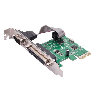 RS232 -232 Serial Port COM &amp; DB25 Printer Parallel Port to PCI-E PCI Express Card Adapter Converter WCH382L Chip
