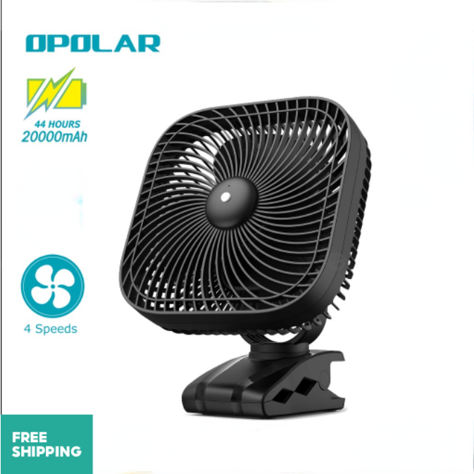 Opolar 20000mAh camping clip fan, portable and rechargeable, with night light hook Lazada PH