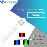 50PCS 5mm full-color LED RGB red/green/blue Common Cathode/Anode Four feet transparent highlight color light 5mm diode colorful WATTY Electronics