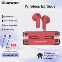 มอนสเตอร์ XKT08หูฟังไร้สายบลูทูธ5.3หูฟังเสียงไฮไฟในหูหูฟังเกมชุดหูฟังพร้อมไมโครโฟนในตัวสำหรับ Android