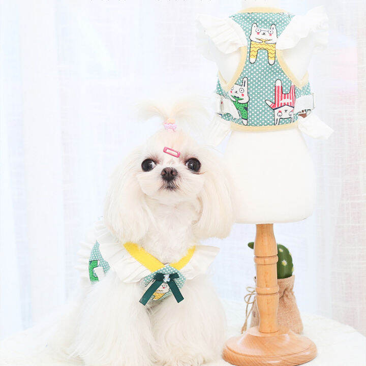 DY Loving Korean Pet Harness Couple Suit College Style Ruffle Sleeves