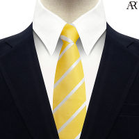 ANGELINO RUFOLO Necktie(NTM-ทาง095) เนคไทผ้าไหมทออิตาลี่คุณภาพเยี่ยม ดีไซน์ Smart Stripe  สีเหลือง/เทาเข้ม/เลือดหมู/กรมท่า/ฟ้า