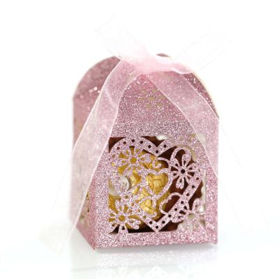 10Pcs Valentines Day Love Heart Laser Cut Hollow Carriage Favors Gifts Candy Dragee Packaging Boxes Wedding Party Supplies Tapestries Hangings