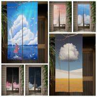 Skyview Door Curtain ห้องครัวศิลปะสมัยใหม่ภาพวาดเมฆห้องนั่งเล่นเด็กฉากกั้นห้องผ้าม่านแขวนครึ่งม่านสำหรับทางเข้า