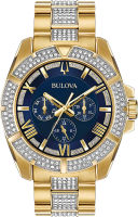 Bulova Crystal Multi-Function Mens Watch, Stainless Steel , Gold-Tone (Model: 98C128)