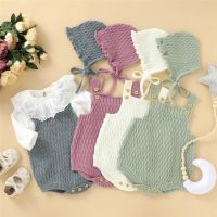 2Pcs Set Baby Knitted Romper Clothes Set Cotton Triangle Crotch Button One-Piece Jumpsuit+Hats Toddler Baby Boys Girls Outfits  by Hs2023