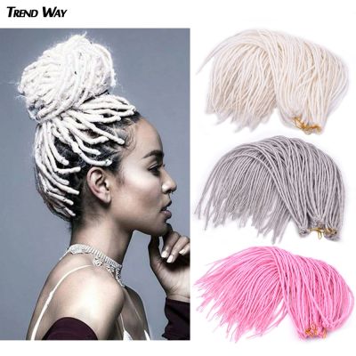 TrendWay Ombre Synthetic Dreadlocks Hair 22inch Crochet Braids Single Ends Extension Pre Stretch For Women For Kids Black White