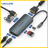 Wavlink PD 8-In-1 USB C Hub/dock/adapter การถ่ายโอนข้อมูลที่รวดเร็วเป็นพิเศษด้วยพลังงานแล็ปท็อป65W,พอร์ต HDMI 4K 30Hz,พอร์ต VGA 2K 60Hz,2พอร์ต USB A,พอร์ต Gigabit Ethernet,MicroSD และ SD Card Reader Adapter/ สำหรับ MacBook Pro และอื่นๆ