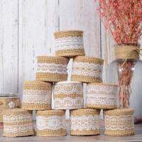 [Hot K] ริบบอน Jute Burlap ธรรมชาติขนาด2ม. 5ซม. ตกแต่งแต่งงานวินเทจแบบเรียบง่ายม้วนปอผ้าลายลูกไม้ผ้ากระสอบอุปกรณ์งานเลี้ยงคริสต์มาสแบบทำมือ