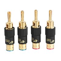 ☏ yueshilu010514 Audiophile Self-locking Cable Gold Plated Banana Plug Audio Accessories