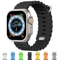 Tali jam laut untuk Apple tali jam 49mm 45mm 44mm 41mm 40mm 42mm 49 38 mm silikon gelang correa seri iWatch Ultra 8 7 6 3 SE