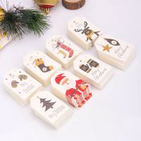 ▧ 50PCS DIY Kraft Tags Merry Christmas Labels Gift Wrapping Paper Hang Tags Santa Claus Paper Cards Christmas Party Supplies