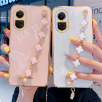 เคสโทรศัพท์ใหม่สำหรับ OPPO Reno 10 / 10 Pro/ 10 Pro + เคส TPU แบบนิ่มแฟชั่น OPPO Reno 10 5G ฝาหลังป้องกันด้วยไฟฟ้า Oppo Reno 10Pro บวก5G พร้อมสร้อยข้อมือโคลเวอร์