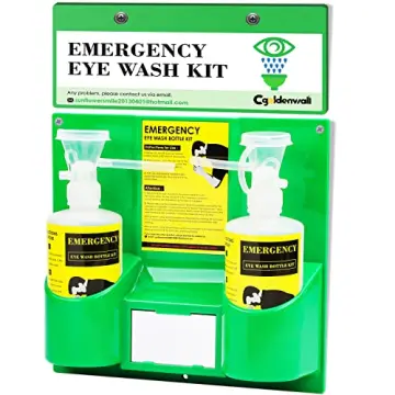 CGOLDENWALL Eye Wash Station Portable Eye Wash Kit for Emergency, Wall  Mounted Eyewash Station, 16.09oz Capacity per Bottle, with Mirror &  Emergency