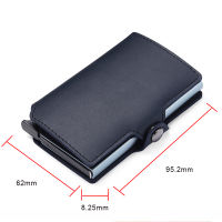 DIQNEI Rfid Credit Card Holder Genuine Leather Aluminium Metal Airtag Men Wallets Anti-theft Business Bank id Cardholder Case
