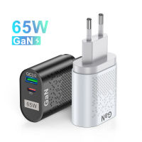 GaN 65W Charger PD USB C Fast Charging Adapter USB A Type C Universal หัวชาร์จ QC 3.0สำหรับ Samsung S22 14 13