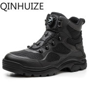 Qinhuize 2023 Giày bảo hộ màu đen với khóa xoay nam mũi thép giày làm việc