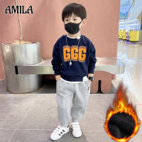 AMILA Girls Extra Plush หนาเสื้อกันหนาวความร้อนปลอมสองเวอร์ชั่นเกาหลีชายและหญิงเสื้อสวมหัวต่างประเทศ Top