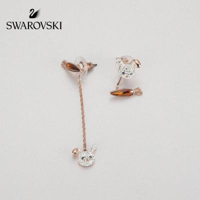 ต่างหูสวารอฟสกี้ SWAROVSKI Stud Earrings LITTLE asymmetric design Variety Meng interest bunny shape Stud Earrings Womens fine jewelryTH