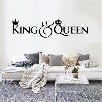 King Queen Wall Decals ศิลปะตัวอักษรตกแต่งบ้านคู่ Master ห้องนอนแต่งงานงานแต่งงานตกแต่ง Art สติ๊กเกอร์ติดผนัง Y567