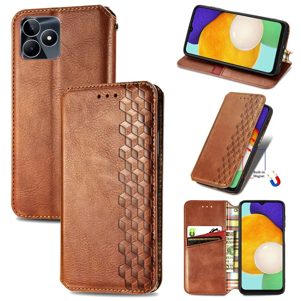 For Realme C53, Phone Case Shockproof Business Retro Leather Soft TPU Cover