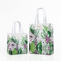 ZZOOI London Style PVC Reusable Shopping Bag Womens Bag Eco Friendly Flower Shopper Bag Waterproof Handbag Lunch Tote Shoulder Bag