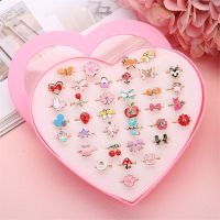 36pc Cute Cartoon Kids Rings Kawaii Korean Children Girls Flower Alloy Finger Ring Child Jewelry Gift Adjustable Rings DropShip