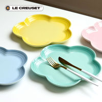 Le Creuset จานเซรามิกสี่สี จานขนม จาน4ชิ้นรูปดอกไม้ จานผลไม้ 23cm